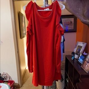 Eesome Red Ruffle Sleeve Dress